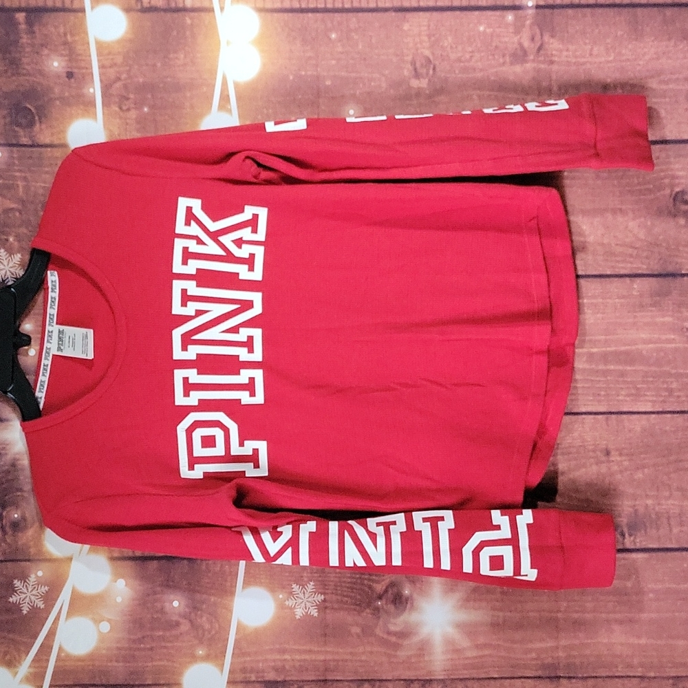 VS PINK Ribbed Longsleeve Top Red Size M - Picture 1 of 12